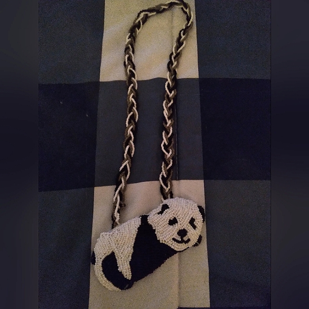 Flat beaded panda medallion